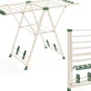 Séchoir à Linge Pliante, avec Ailes Latérales Hauteur, 16 Barres, 28 Pinces Latérales et 4 Crochets, Vêtements (1,4 M,Beige)