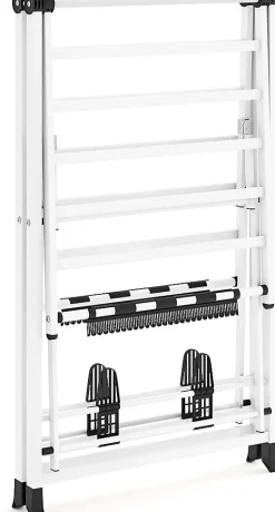 Séchoir à Linge Pliante, avec Ailes Latérales Hauteur, 16 Barres, 28 Pinces Latérales et 4 Crochets, Vêtements (1,4 M,Blanc)