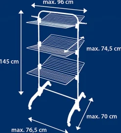 Séchoir à linge tour 42 m 3 niveaux, possible demi-ouverture, Leifheit Comfort Tower 420