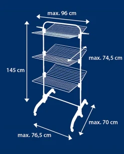 Séchoir à linge tour noir sur roulettes 42 m d'étendage 3 niveaux, Leifheit Comfort Tower 420 Black