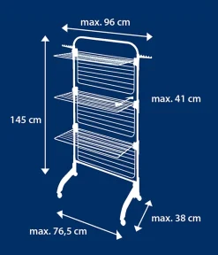 Séchoir à linge tour noir sur roulettes 42 m d'étendage 3 niveaux, Leifheit Comfort Tower 420 Black