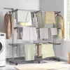 Séchoir à linge vertical pliable et extensible 3 niveaux MAXI capacité 40M inox et gris