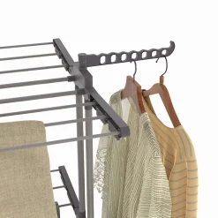 Séchoir à linge vertical pliable et extensible 3 niveaux MAXI capacité 40M inox et gris
