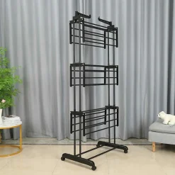 Séchoir multifonctions 20m d'étendage noir Herzberg HG8034-BB