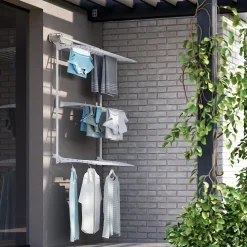 Séchoir mural 3 grilles pliables blanc 152x52x137 cm alu Foxydry Tower 150