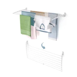 Séchoir mural blanc alu bas 116x50x10cm pliant Fold 120