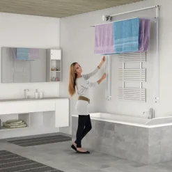 Séchoir mural réglable blanc 108x52x137 cm alu Foxydry Wall 100