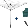Séchoir parapluie de jardin à ouverture rapide, 60 m d'étendage, gris et noir, Leifheit LinoLift 600 QuickStart