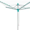 Séchoir parapluie de jardin avec douille de fixation, 40 m d'étendage, gris et bleu turquoise, Leifheit Linomatic 400 Easy