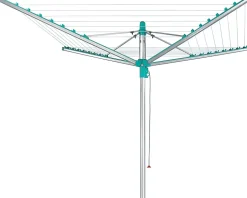 Séchoir parapluie de jardin avec douille de fixation, 40 m d'étendage, gris et bleu turquoise, Leifheit Linomatic 400 Easy