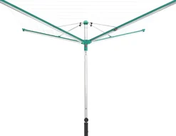 Séchoir parapluie extérieur avec housse et douille de fixation, 60 m d'étendage, vert et gris, Leifheit Linomatic Deluxe Cover 600