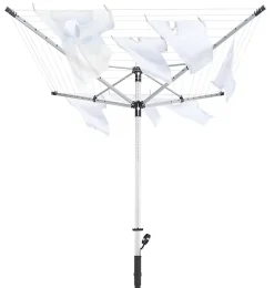 Séchoir parapluie extérieur avec housse de protection, 50 m d'étendage, noir et gris, LinoLift 500 Leifheit