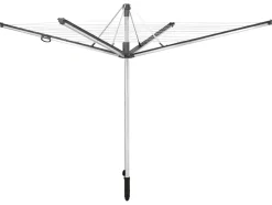 Séchoir parapluie extérieur avec douille de fixation, 60 m d'étendage, noir et gris, Leifheit Linomatic Plus 600