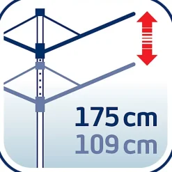 Séchoir parapluie extérieur avec douille de fixation, 60 m d'étendage, noir et gris, Leifheit Linomatic Plus 600