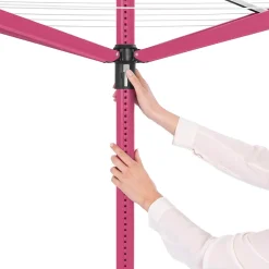 Séchoir parapluie rotatif 50m d'étendage, rose, Brabantia Lift'O Matic