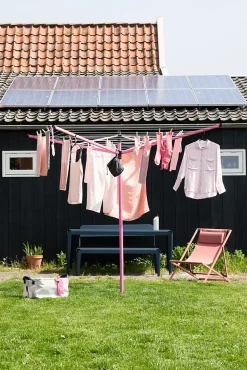 Séchoir parapluie rotatif 50m d'étendage, rose, Brabantia Lift'O Matic