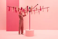 Séchoir parapluie rotatif 50m d'étendage, rose, Brabantia Lift'O Matic