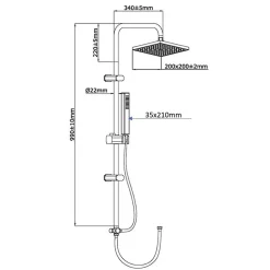SCHÜTTE TOKYO système de douche, barre 1020 mm, chromé