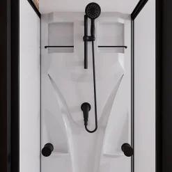 Schulte cabine de douche intégrale Juist - 80x80x190 cm - Portes coulissantes - Noir - Verre transparent