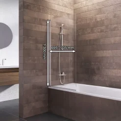 Schulte Pare-baignoire 70x130 cm - Réversible - Écran pliant - Verre de Sécurité transparent 5mm - Décor Bandes - Blanc
