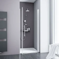 Schulte porte pivotante - 90x192 - réversible - anticalcaire - transparent - profilé blanc