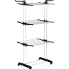 Sechoir à linge étendoir pliable 3 niveaux 2 ailes latérales à cintres acier blanc PP noir