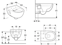 Selnova Cuvette suspendue sans bride en céramique blanche (501.545.01.1)