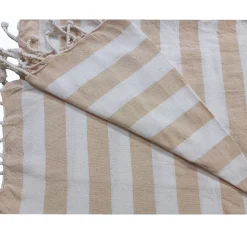 Serviette de Plage Fouta Rayée avec Frange - Lot de 4 en Lin 90x180cm