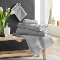 Serviette de toilette 50 x 90 cm Tendresse gris perle