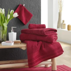 Serviette ou drap de douche 70 x 130 cm Tendresse rouge