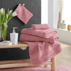 Serviette ou drap de douche 70 x 130 cm Tendresse rose