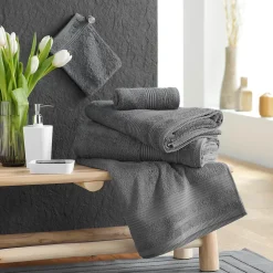 Serviette ou drap de douche 70 x 130 cm Tendresse anthracite