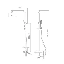 Set colonne de douche noire mate en acier et laiton mitigeur monocommande