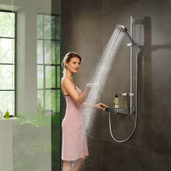 Set de douche 120 3jet PowderRain avec barre Unica'S puro 90 cm et porte-savon chromé HANSGROHE Raindance Select