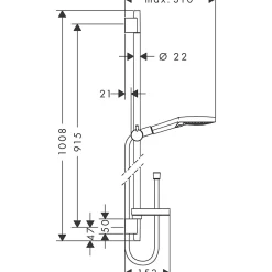 Set de douche 120 3jet PowderRain avec barre Unica'S puro 90 cm et porte-savon chromé HANSGROHE Raindance Select