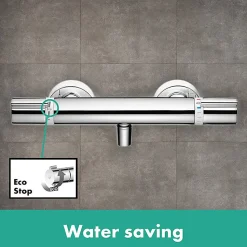 Set de douche Croma Select S 110 1jet / Unica'Crometta 0,65m + Mitigeur thermostatique de Douche, Chrome (13211000-Crometta3)