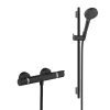 Set de douche Mitigeur Ecostat Comfort + douchette à main 2 jets + Barre Unica 65 cm, Noir mat (13116670-Vernis)