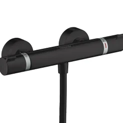 Set de douche Mitigeur Ecostat Comfort + douchette à main 2 jets + Barre Unica 65 cm, Noir mat (13116670-Vernis)