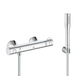 Set de douche Mitigeur thermostatique Grohtherm 800 + Douchette stick 1 jet Euphoria Cosmopolitan, Chrome (34558000-Euphoria)