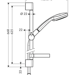Set de douche Vario EcoSmart avec barre Unica'C 65 cm et porte-savon chromé HANSGROHE Croma 100
