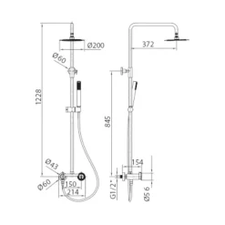 Set douche monocommande chrome acier et laiton avec douchette extensible et anticalcaire
