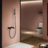 Set douche monocommande noir mat en laiton et zamak avec flexible PVC 180 cm