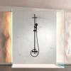 Set douche monocommande noir mat en acier et laiton pommeau extraplat anticalcaire