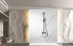 Set douche monocommande noir mat en acier et laiton avec barre extensible