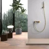 Set douche monocommande or brosse en laiton avec flexible PVC 180 cm