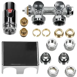 Set universel thermostat radiateur chauffage connexion moyenne 50 mm chrome