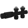 Set vanne thermostatique LuxeBath passage noir pour radiateur de salle de bain à raccord central