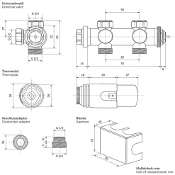 Set vanne thermostatique LuxeBath universel noir pour radiateur de salle de bain à raccord central