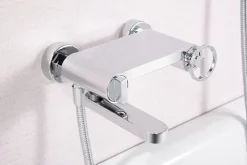 Set vascadoccia cromo en laiton et zama avec douchette ronde et flexible PVC 180 cm