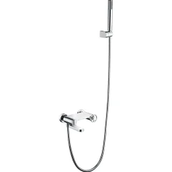 Set vascadoccia cromo en laiton et zama avec douchette ronde et flexible PVC 180 cm